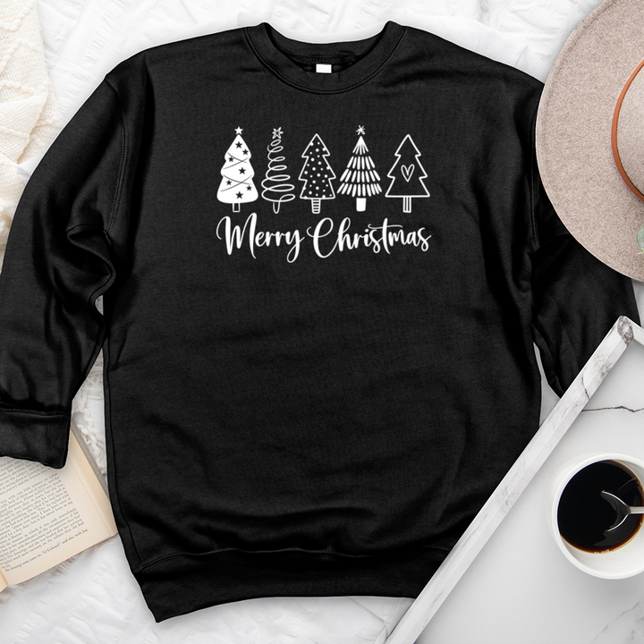 merry christmas white trees premium crewneck sweatshirt