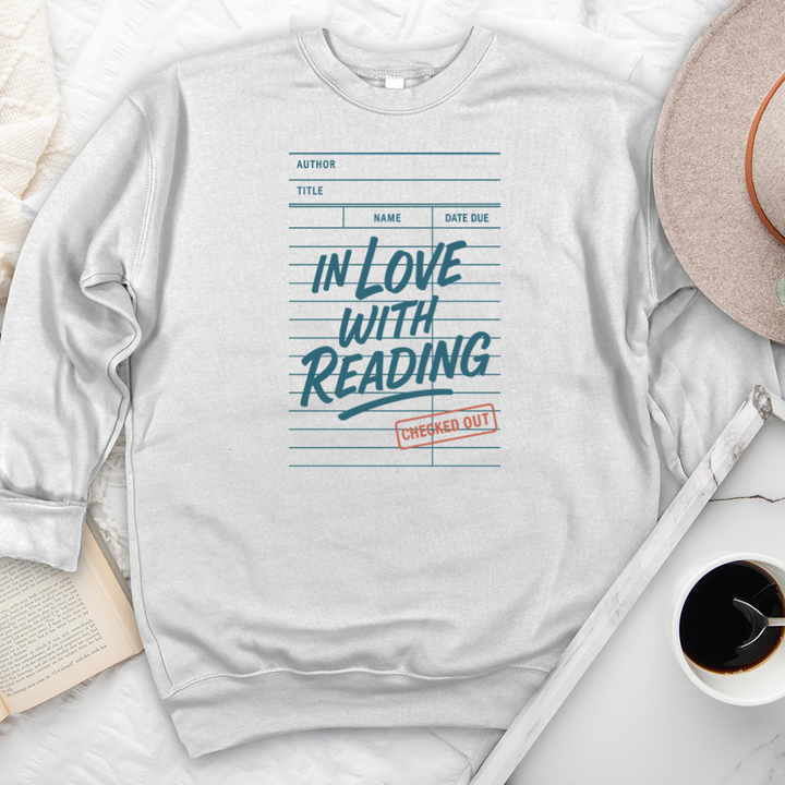 in love with reading card premium crewneck sweatshirt