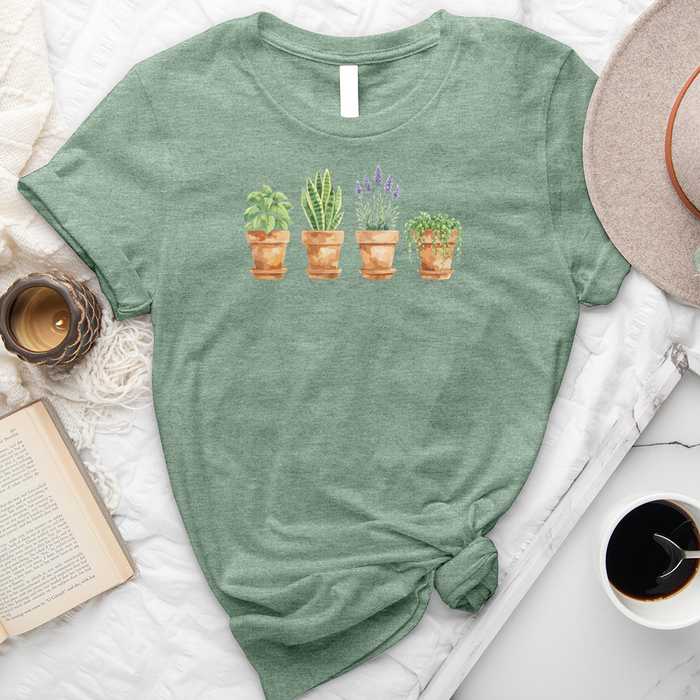 watercolor potted plant pals unisex tee