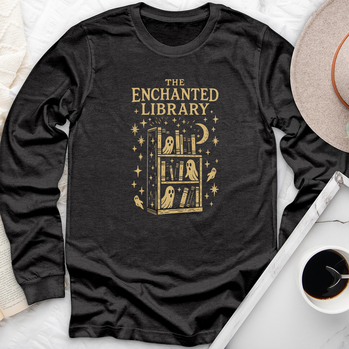 the enchanted library long sleeve unisex tee