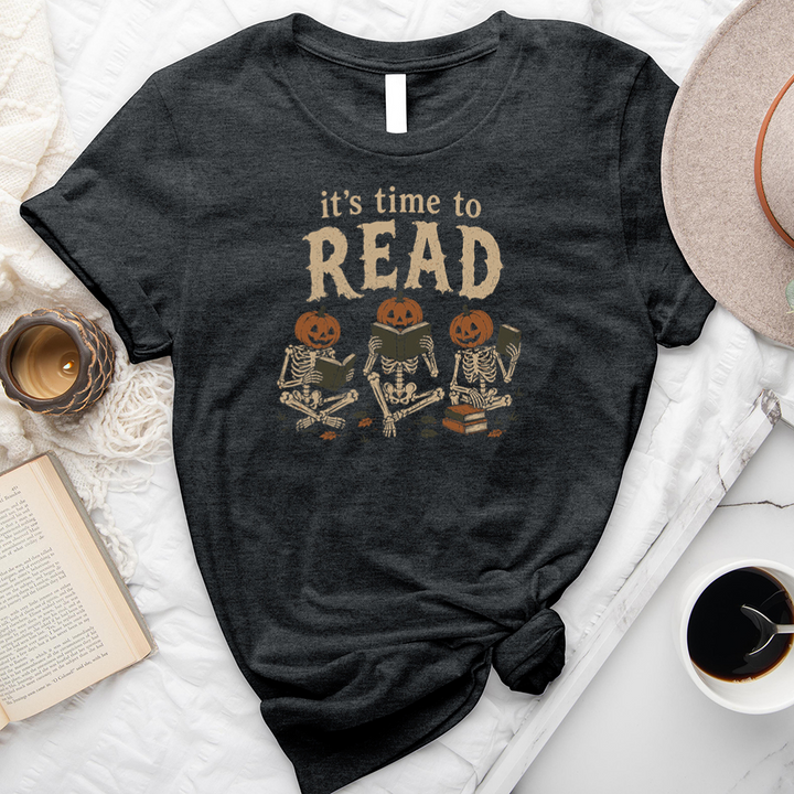 time to read skeletons unisex tee