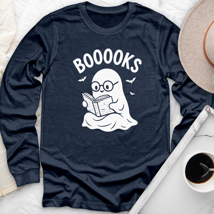 cute ghost reading booooks long sleeve unisex tee