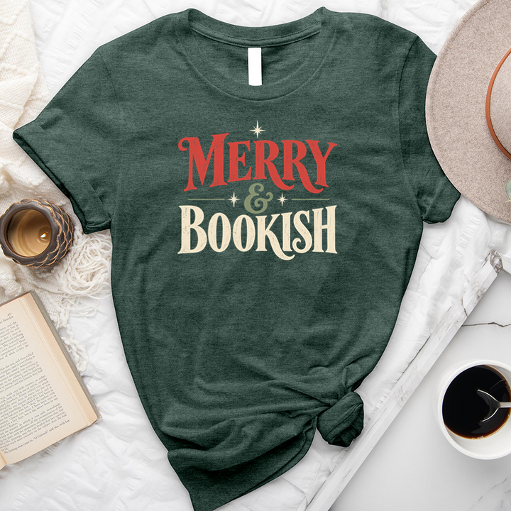 merry and bookish sparkle unisex tee