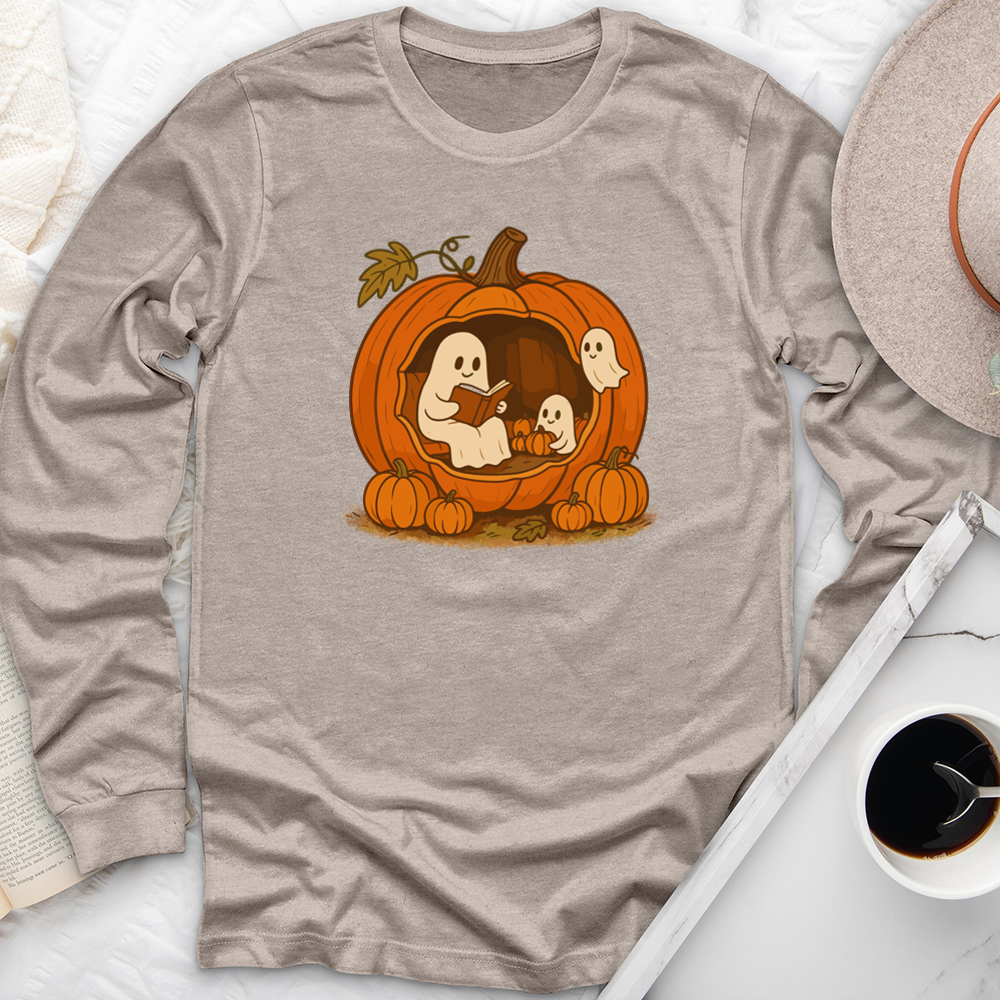 pumpkin reading nook long sleeve unisex tee