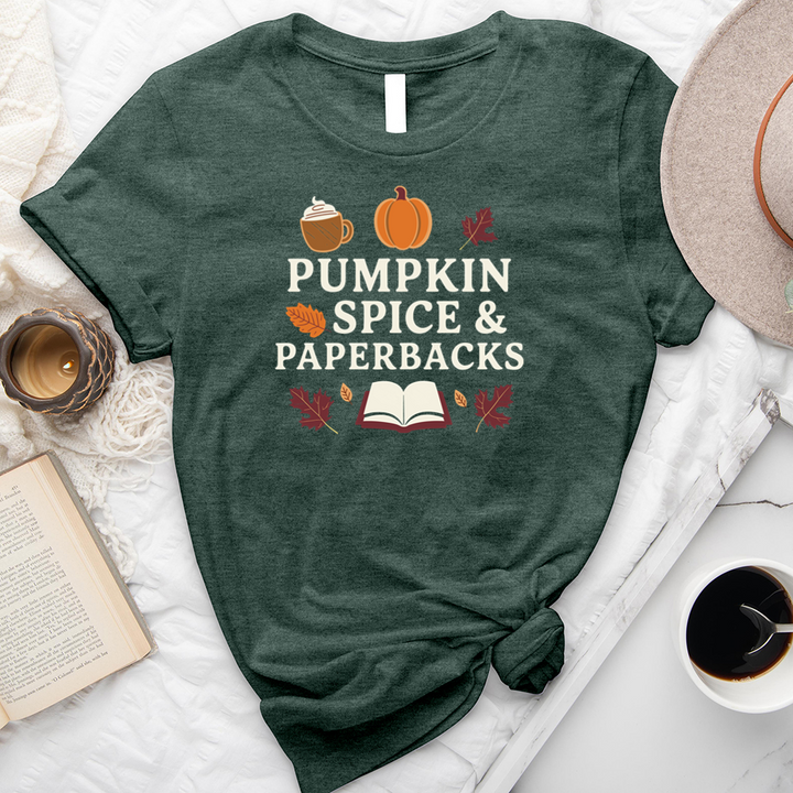 pumpkin spice and paperbacks unisex tee