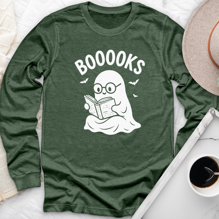 cute ghost reading booooks long sleeve unisex tee