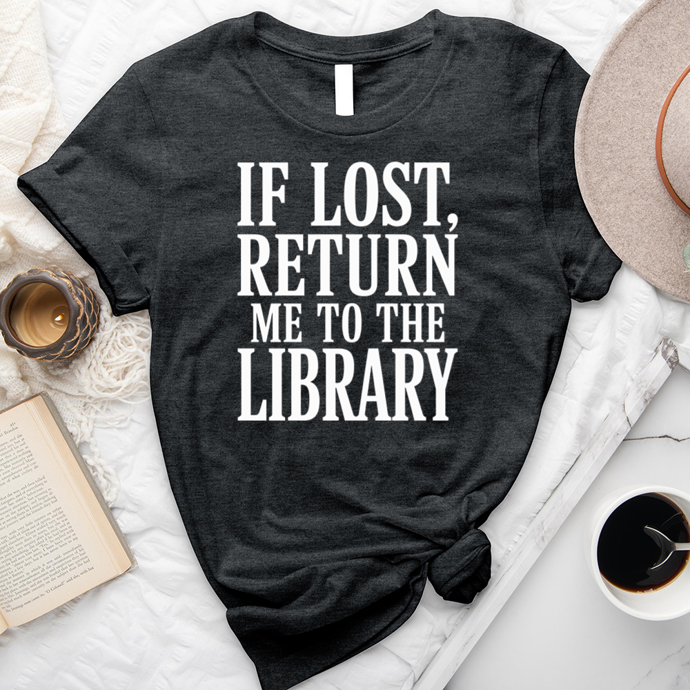 return to the library text unisex tee