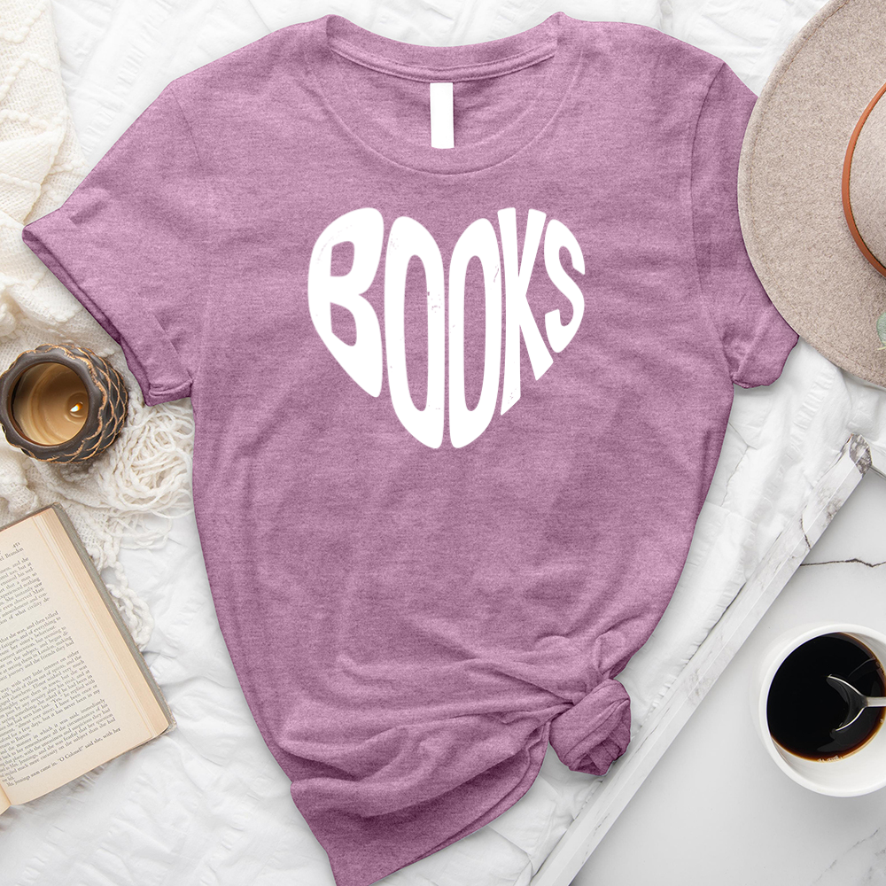 books heart shape unisex tee