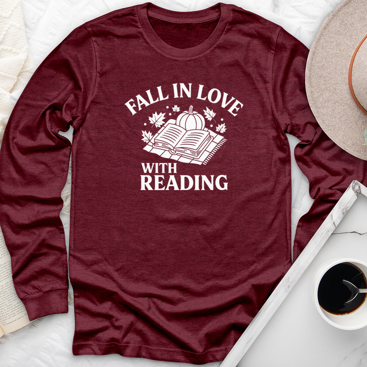 fall in love with reading light long sleeve unisex tee