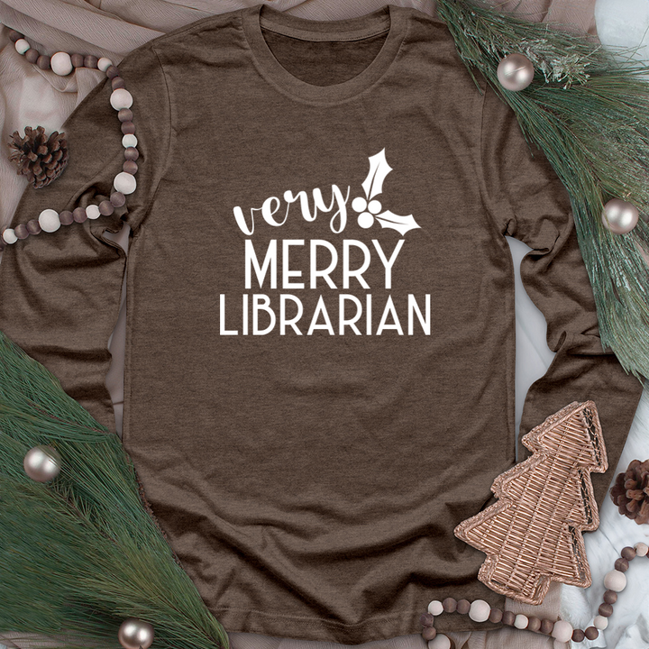 very merry librarian long sleeve unisex tee