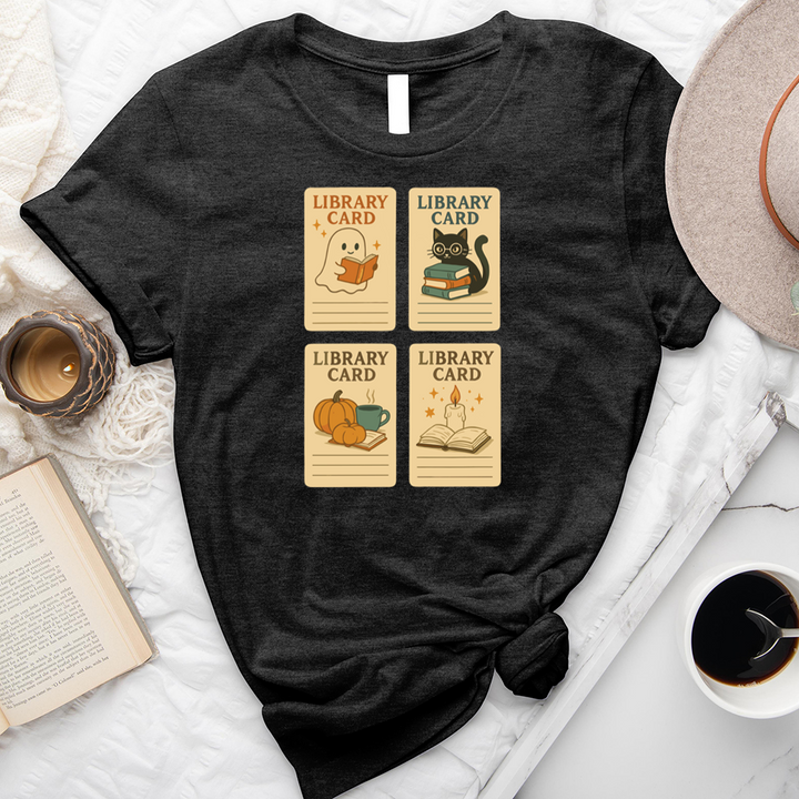 autumn library cards unisex tee
