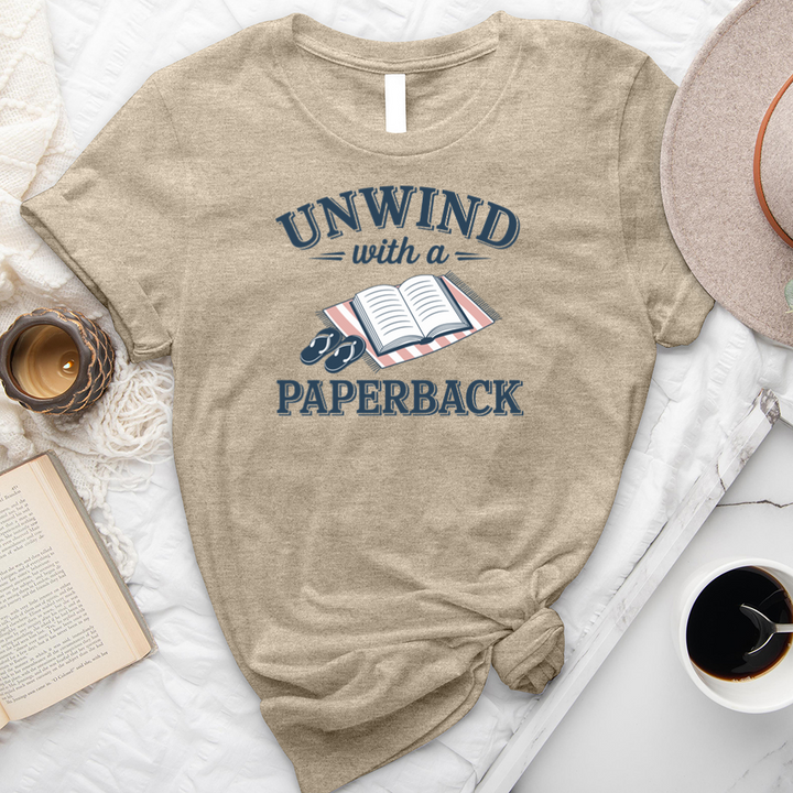 unwind with a paperback unisex tee