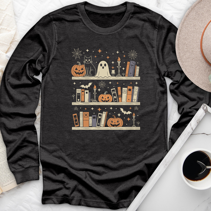 autumn bookshelf long sleeve unisex tee