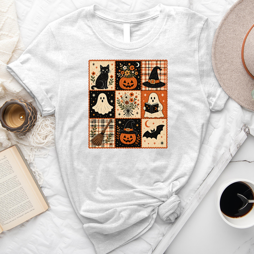 cozy fall grid unisex tee