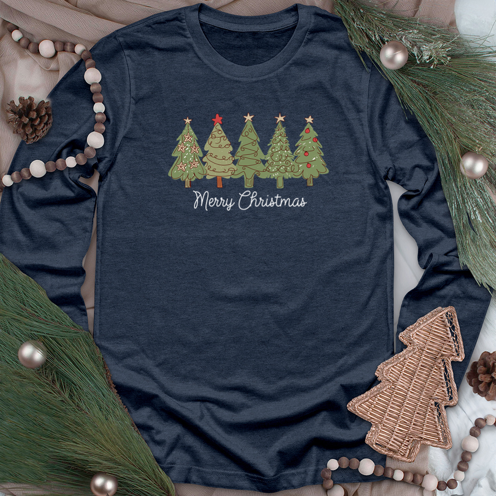merry christmas trees long sleeve unisex tee