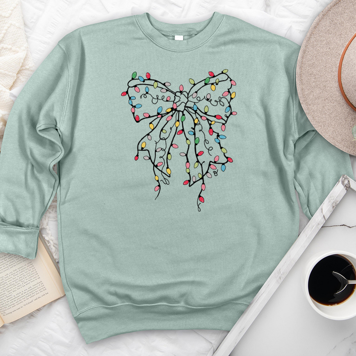 christmas light bow premium crewneck sweatshirt