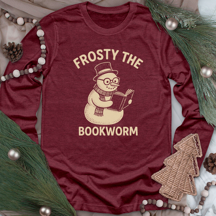 frosty the bookworm long sleeve unisex tee