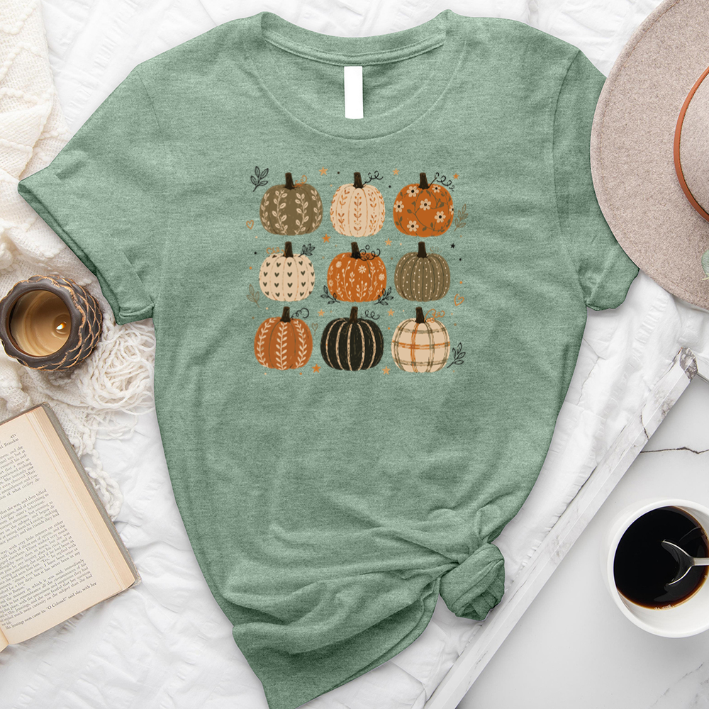 nine pattern pumpkins unisex tee