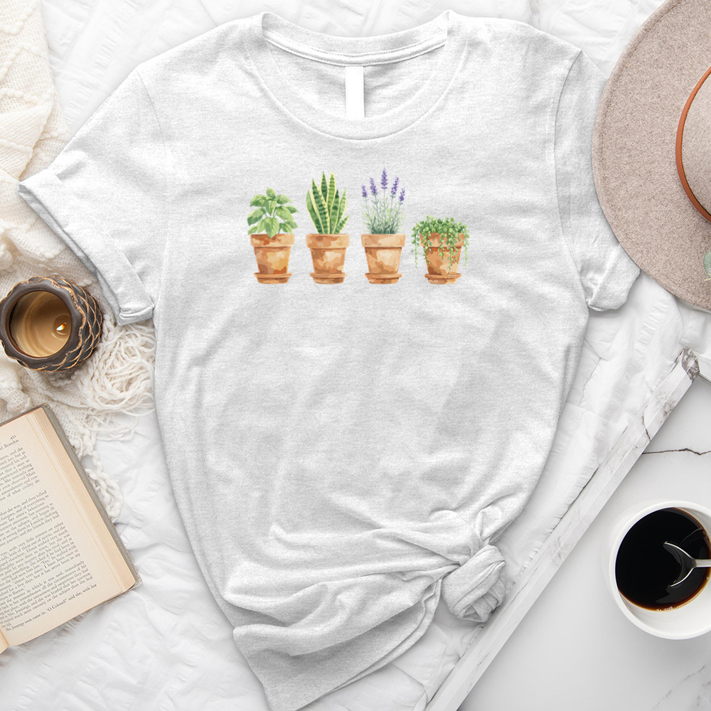 watercolor potted plant pals unisex tee