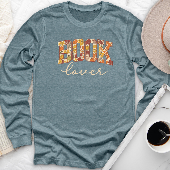 book lover autumn pattern long sleeve unisex tee