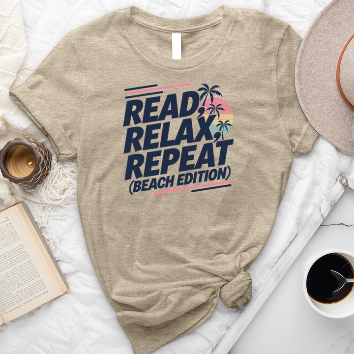read relax repeat beach unisex tee