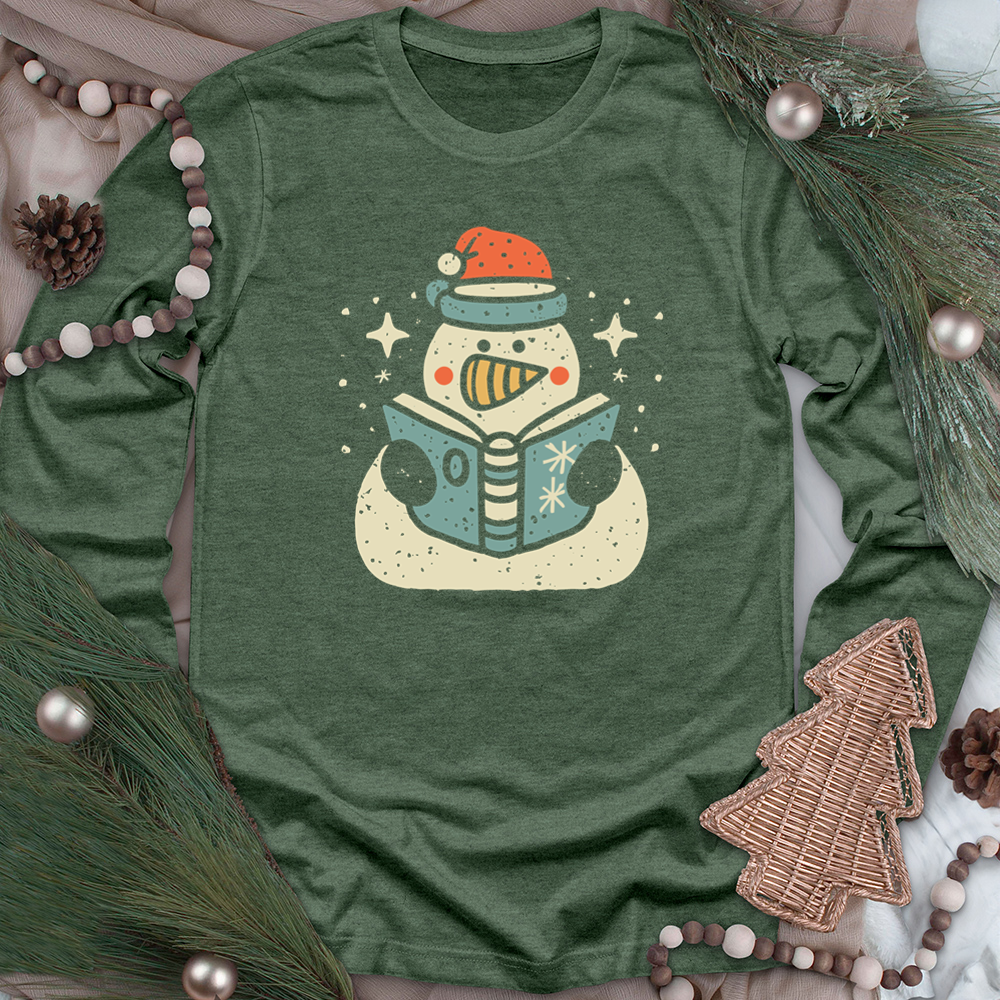 reading snowman unisex long sleeve tee