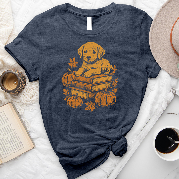 autumn puppy books unisex tee
