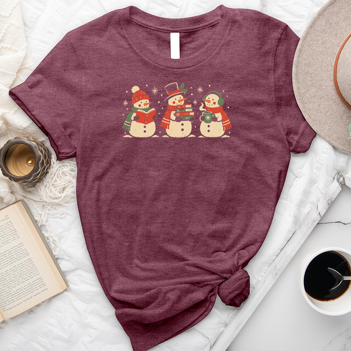 snowmen bookworms unisex tee