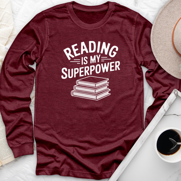 reading is my superpower long sleeve unisex tee