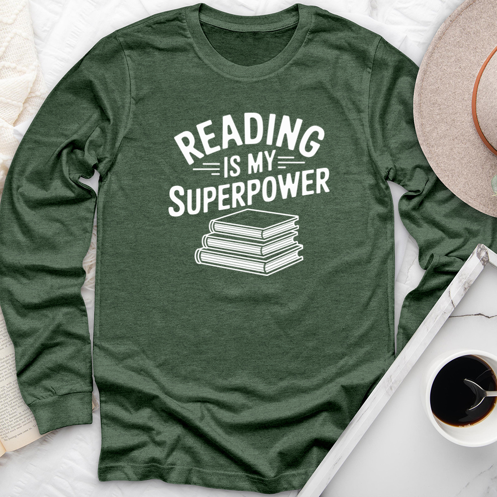 reading is my superpower long sleeve unisex tee
