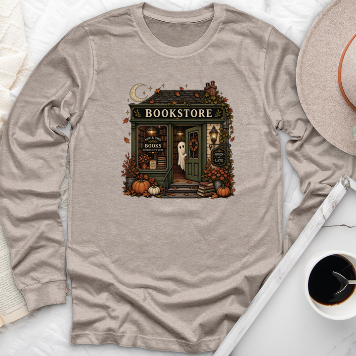 ghost bookstore long sleeve unisex tee