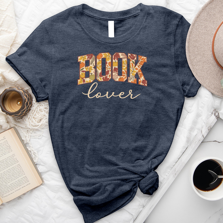 book lover autumn pattern unisex tee