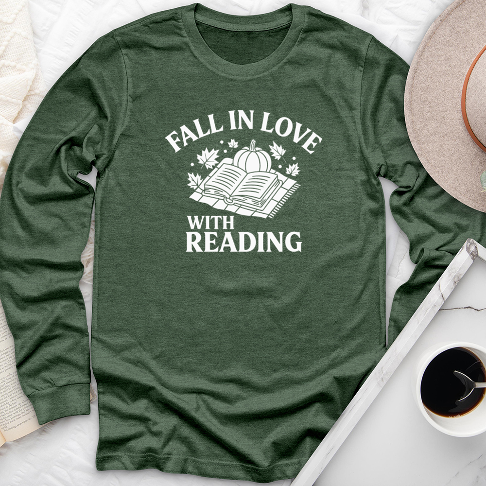 fall in love with reading light long sleeve unisex tee