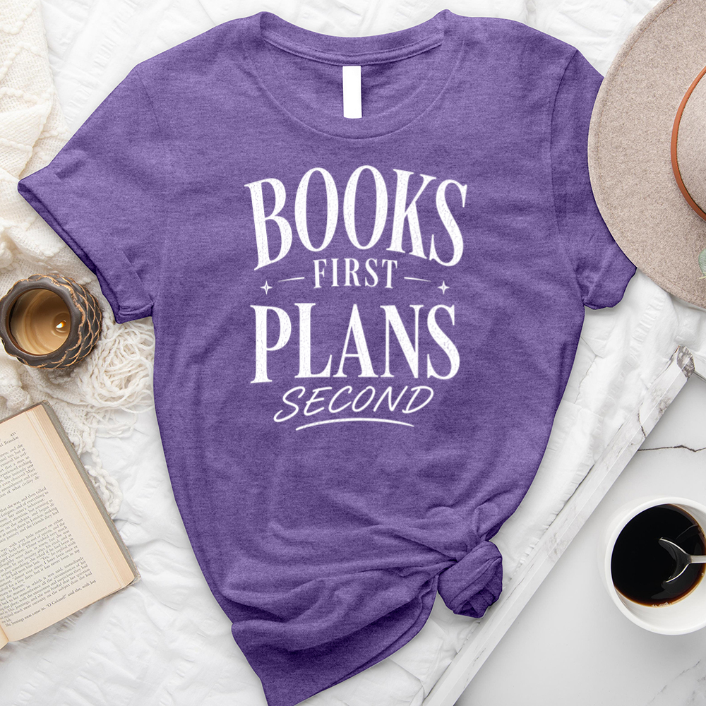 books first plans second unisex tee