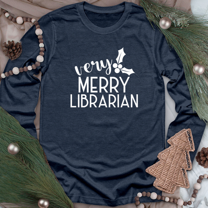 very merry librarian long sleeve unisex tee