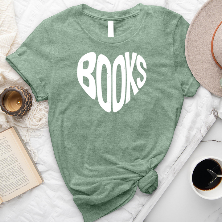 books heart shape unisex tee
