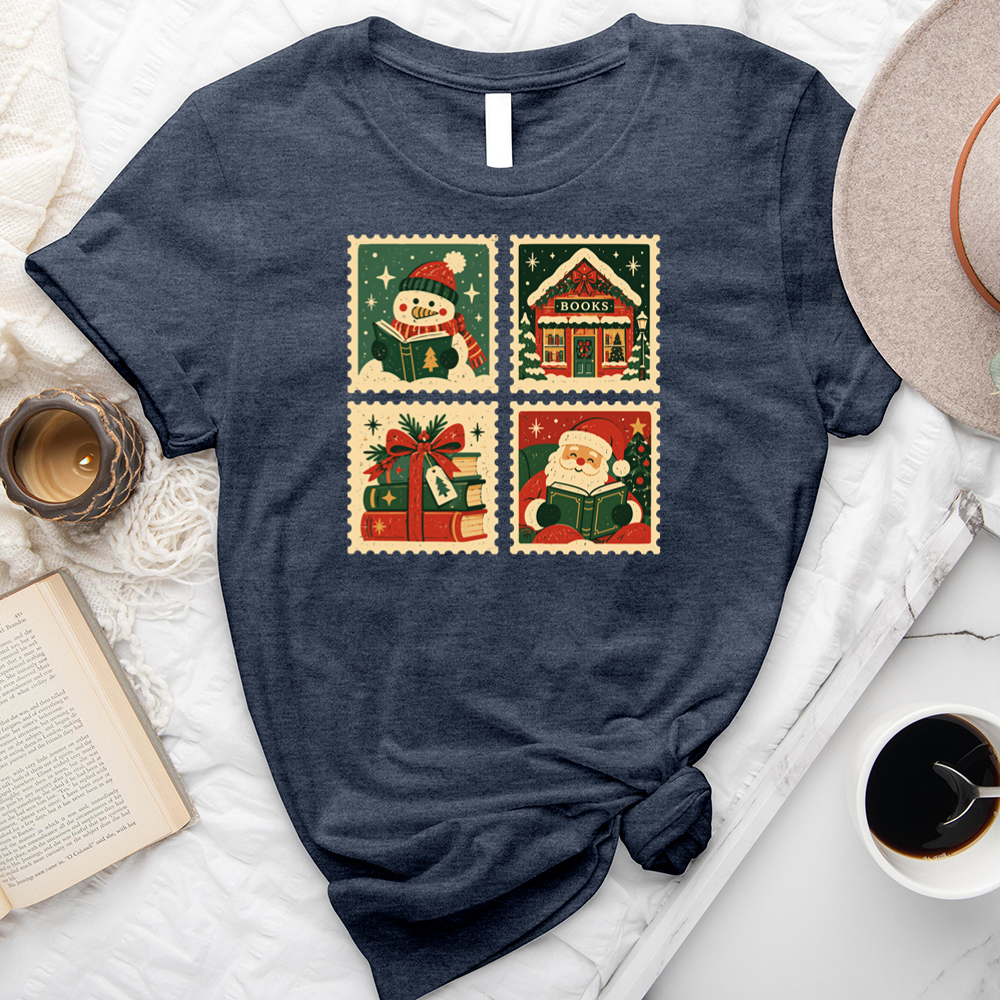 holiday reading stamps unisex tee