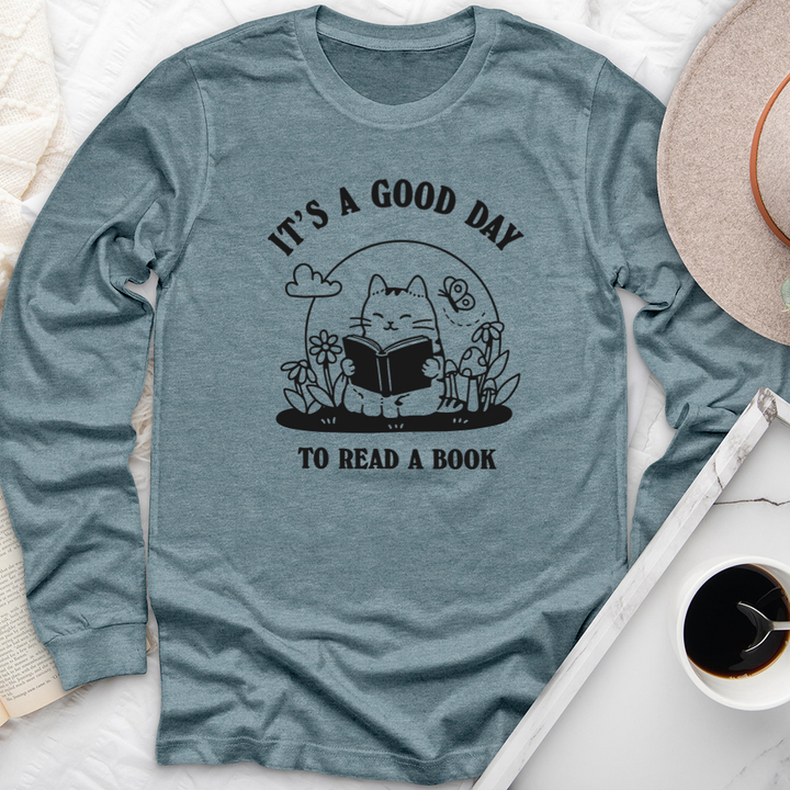 good day to read cat long sleeve unisex tee