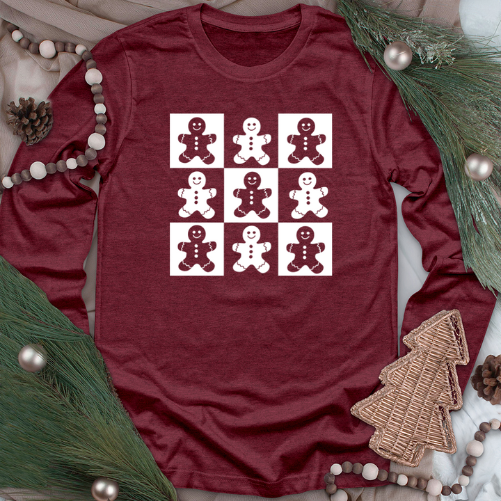 gingerbread grid long sleeve unisex tee