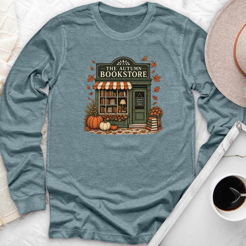 the autumn bookstore long sleeve unisex tee