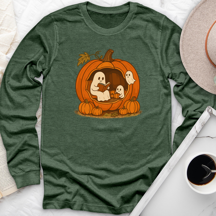 pumpkin reading nook long sleeve unisex tee