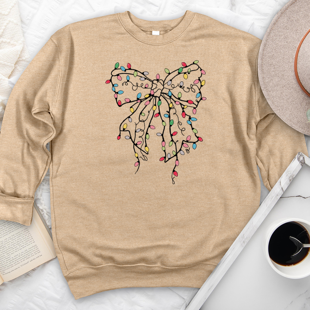 christmas light bow premium crewneck sweatshirt