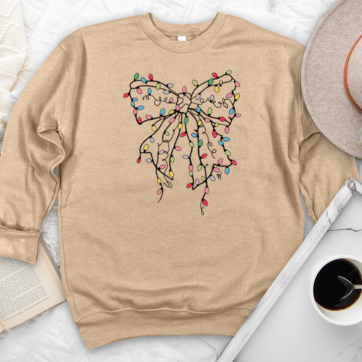 christmas light bow premium crewneck sweatshirt