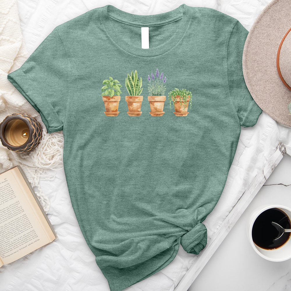 watercolor potted plant pals unisex tee