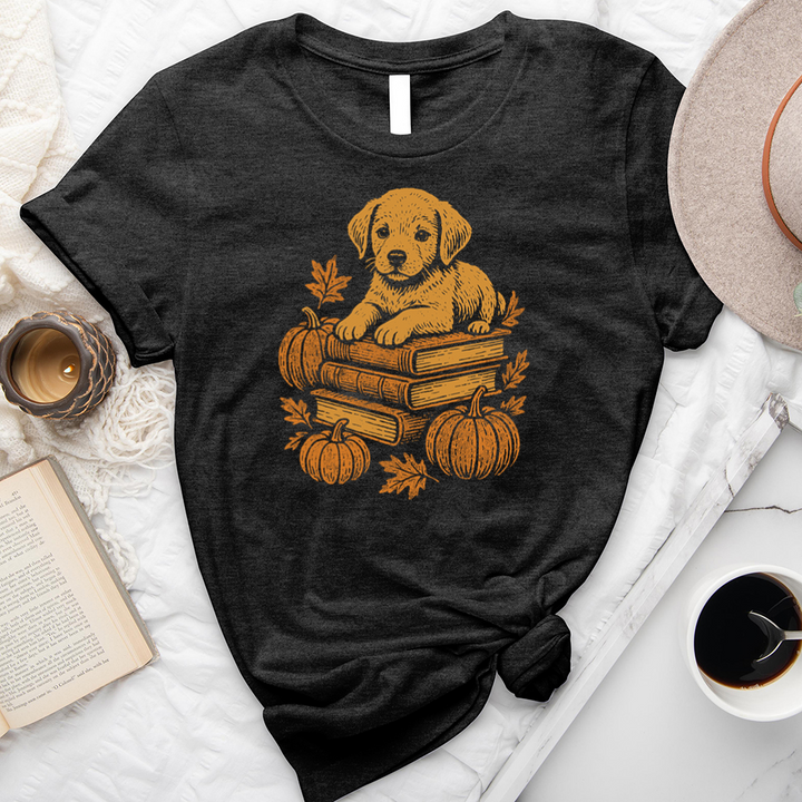 autumn puppy books unisex tee