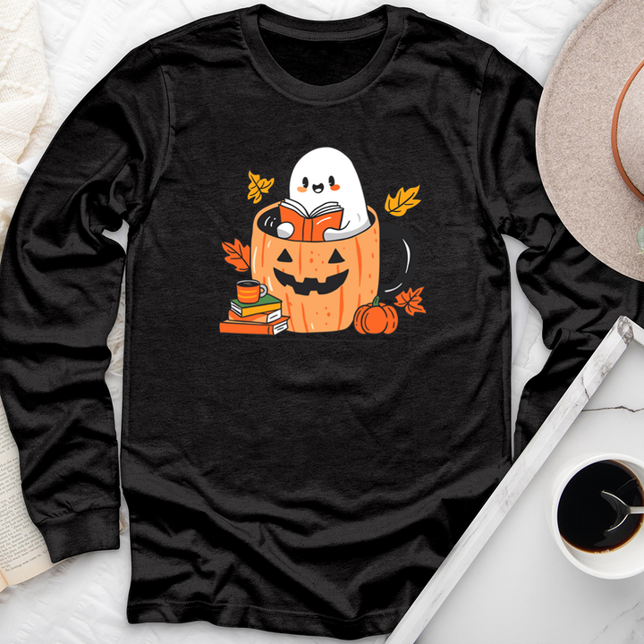 ghost reading mug long sleeve unisex tee