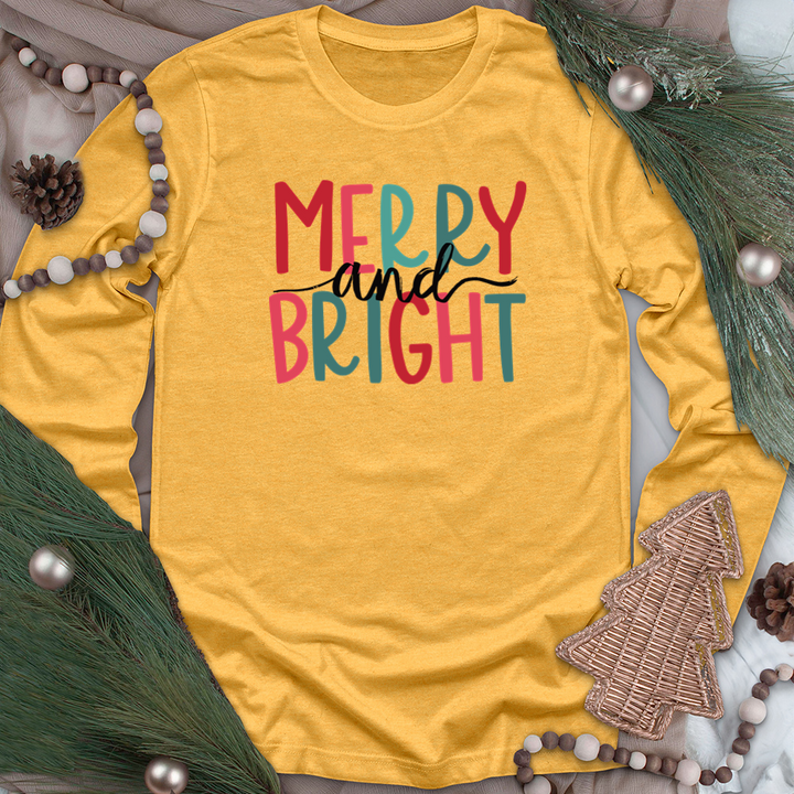 colorful merry and bright long sleeve unisex tee