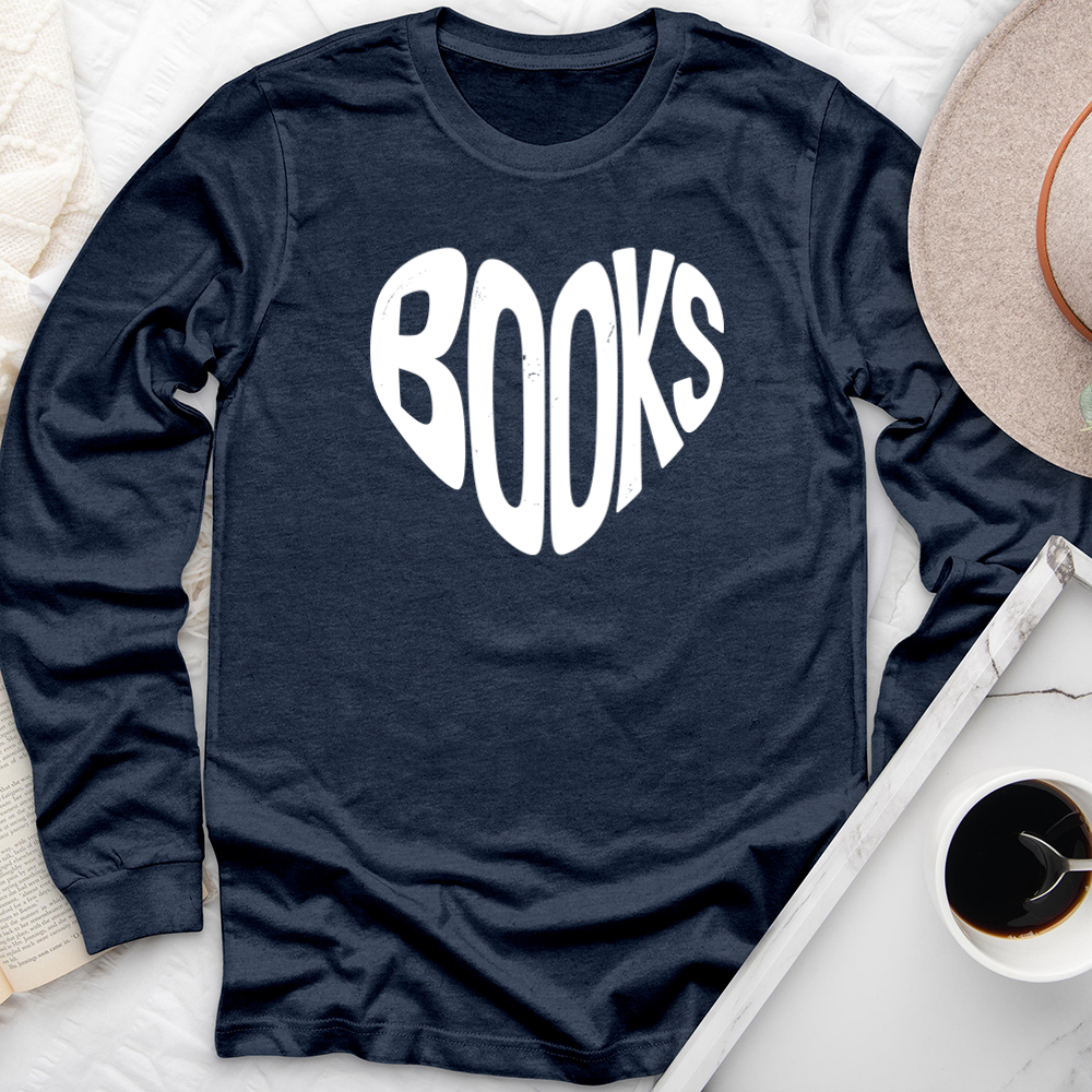 books heart shape long sleeve unisex tee