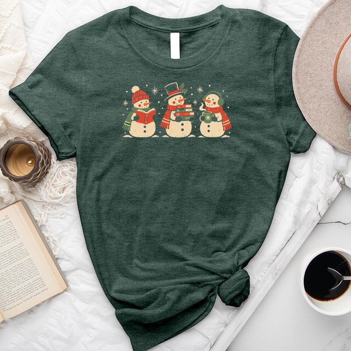 snowmen bookworms unisex tee