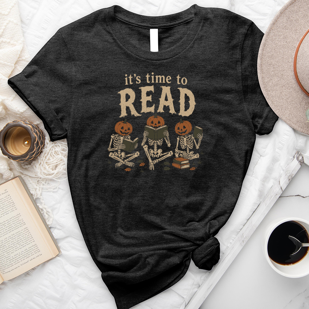 time to read skeletons unisex tee